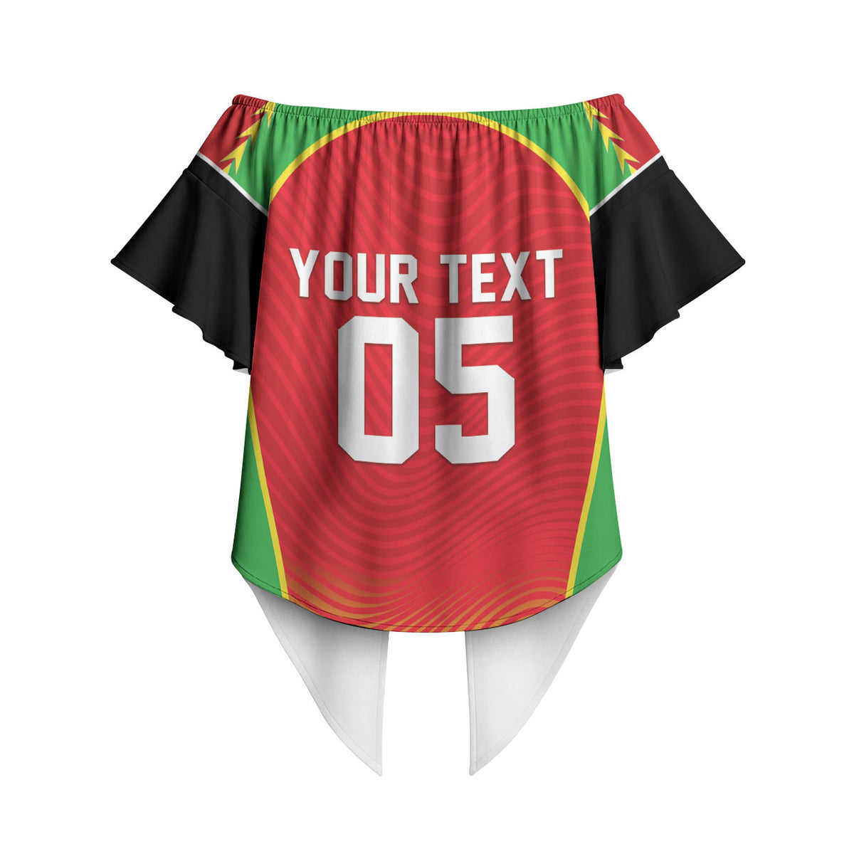 Custom Guyana 2026 Cricket Off Shoulder Wrap Waist Top Come On Warriors