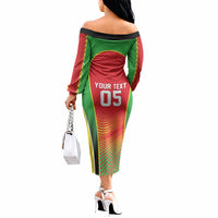 Custom Guyana 2026 Cricket Off The Shoulder Long Sleeve Dress Come On Warriors
