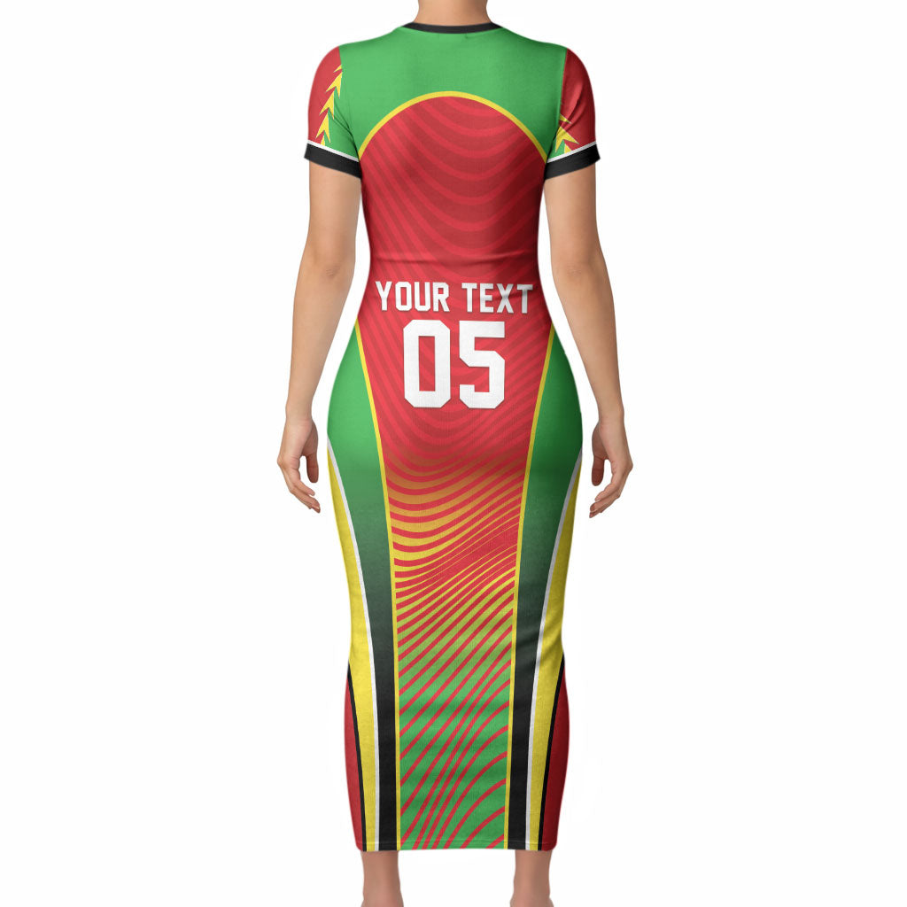 Custom Guyana 2026 Cricket Short Sleeve Bodycon Dress Come On Warriors