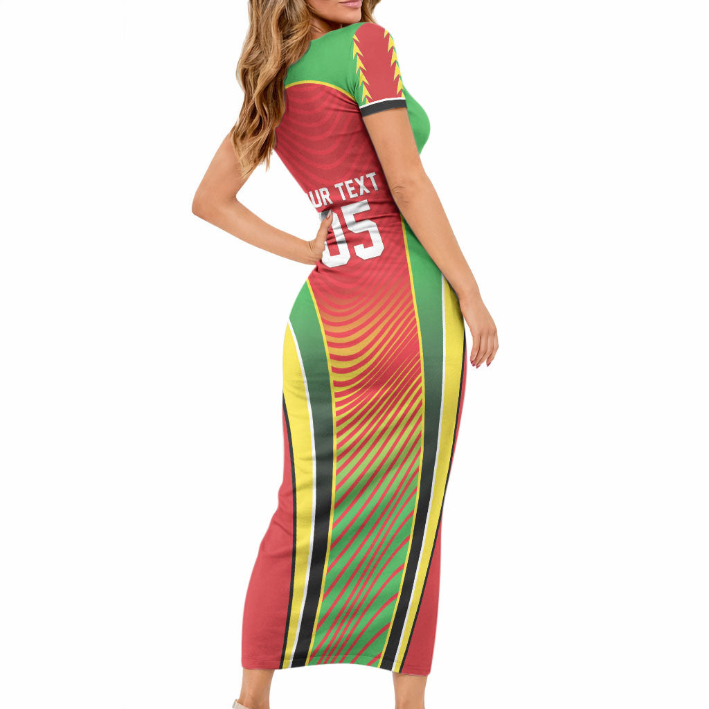 Custom Guyana 2026 Cricket Short Sleeve Bodycon Dress Come On Warriors