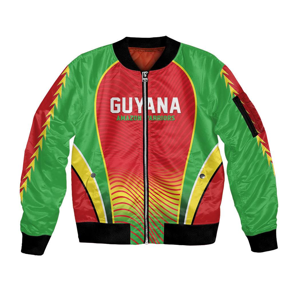 Custom Guyana 2026 Cricket Sleeve Zip Bomber Jacket Come On Warriors