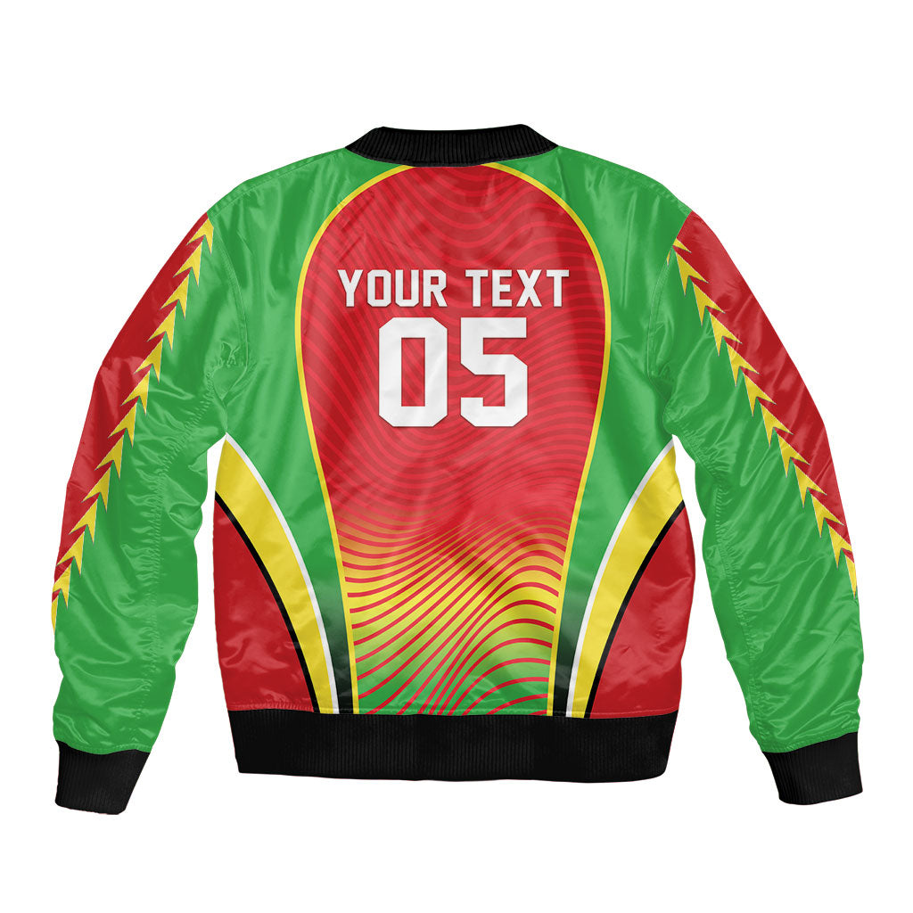 Custom Guyana 2026 Cricket Sleeve Zip Bomber Jacket Come On Warriors