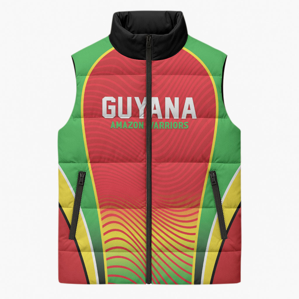 Custom Guyana 2026 Cricket Sleeveless Puffer Jacket Come On Warriors