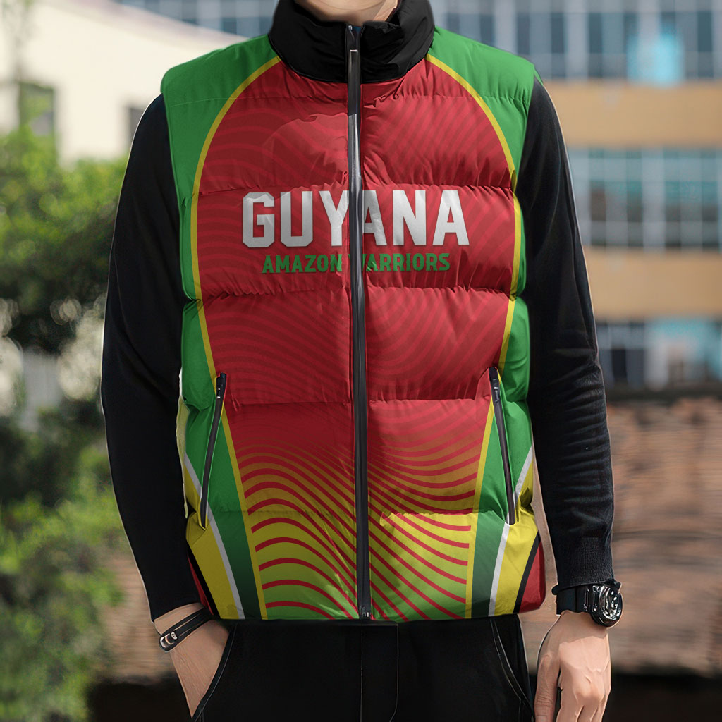 Custom Guyana 2026 Cricket Sleeveless Puffer Jacket Come On Warriors