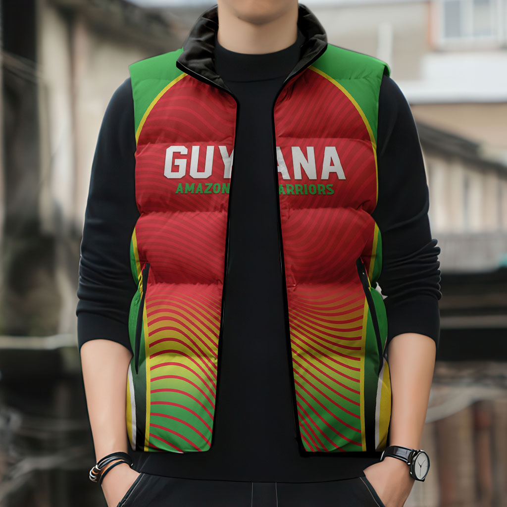 Custom Guyana 2026 Cricket Sleeveless Puffer Jacket Come On Warriors