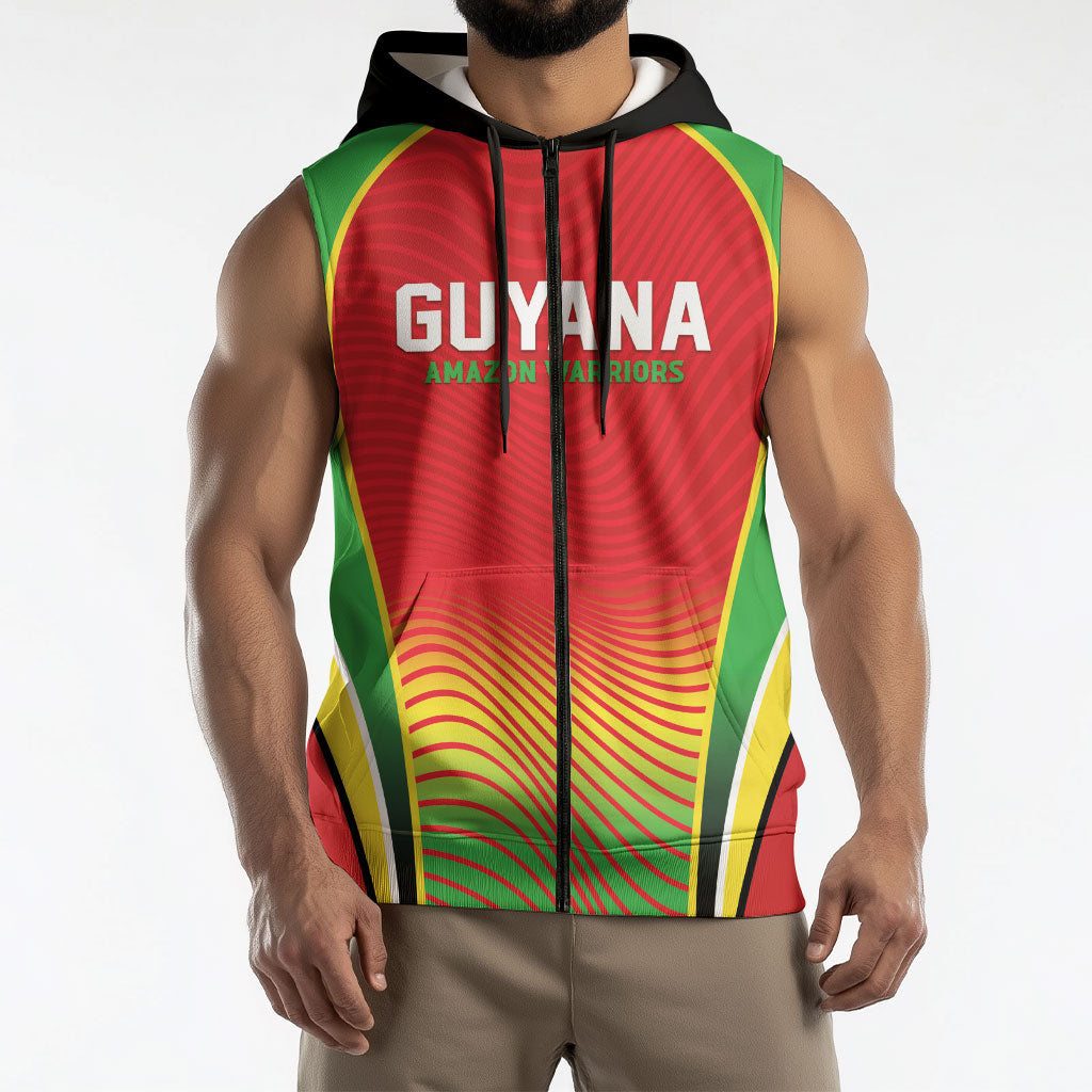 Custom Guyana 2026 Cricket Sleeveless Zip Hoodie Come On Warriors