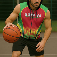 Custom Guyana 2026 Cricket Sleeveless Zip Hoodie Come On Warriors