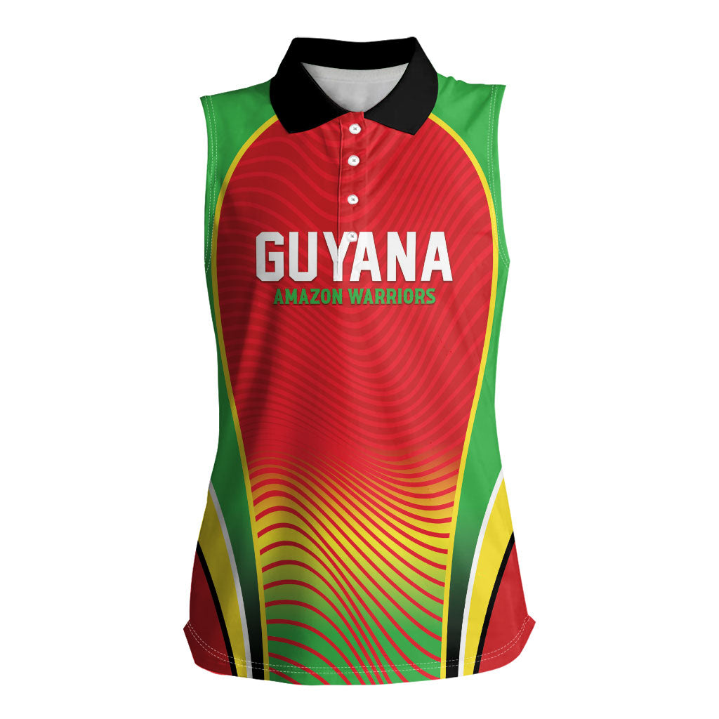 Custom Guyana 2026 Cricket Women Sleeveless Polo Shirt Come On Warriors