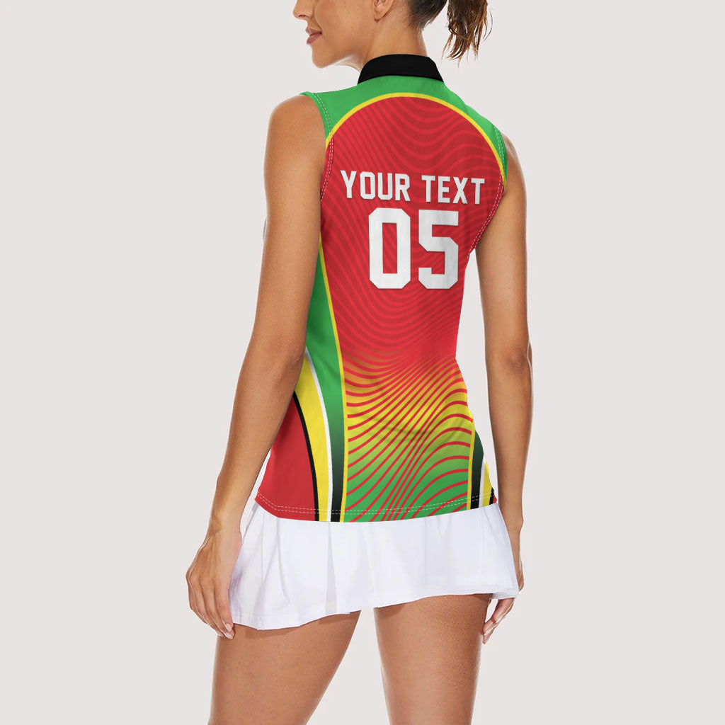 Custom Guyana 2026 Cricket Women Sleeveless Polo Shirt Come On Warriors