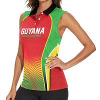 Custom Guyana 2026 Cricket Women Sleeveless Polo Shirt Come On Warriors
