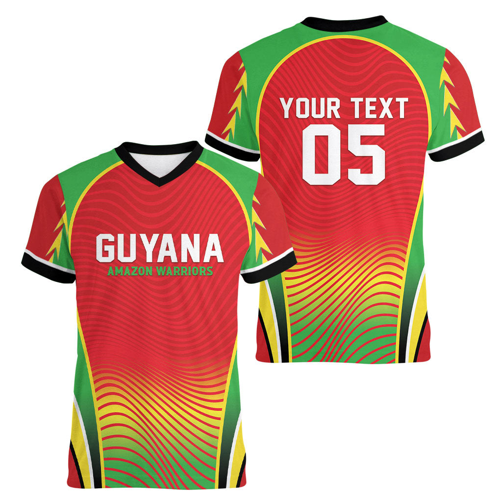 Custom Guyana 2026 Cricket Women V-Neck T-Shirt Come On Warriors