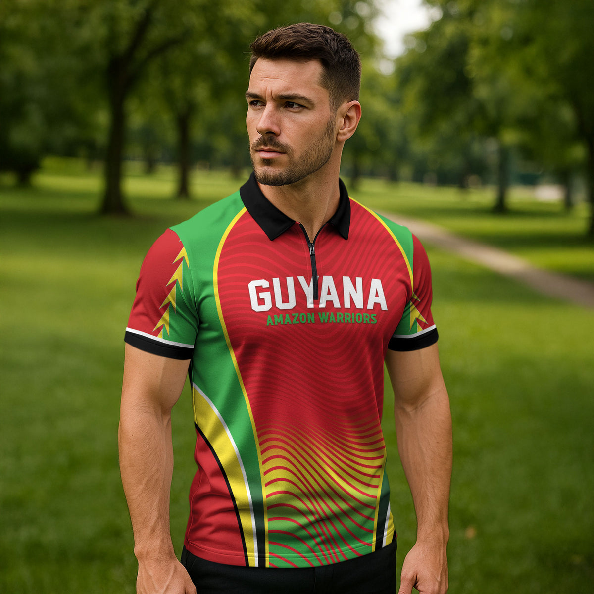 Custom Guyana 2026 Cricket Zipper Polo Shirt Come On Warriors