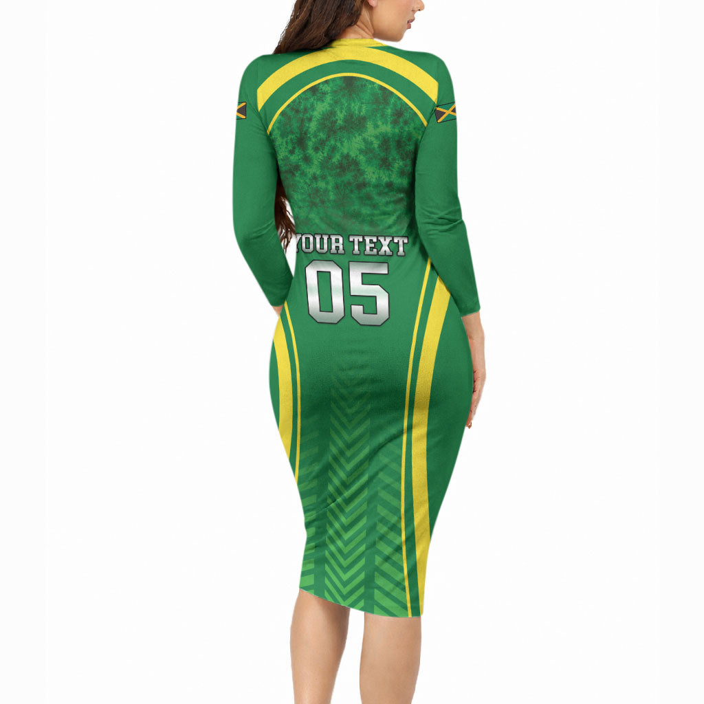 Custom Jamaica 2026 Cricket Long Sleeve Bodycon Dress Go Champions