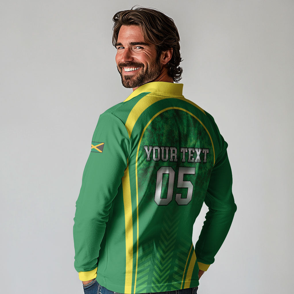 Custom Jamaica 2026 Cricket Long Sleeve Polo Shirt Go Champions