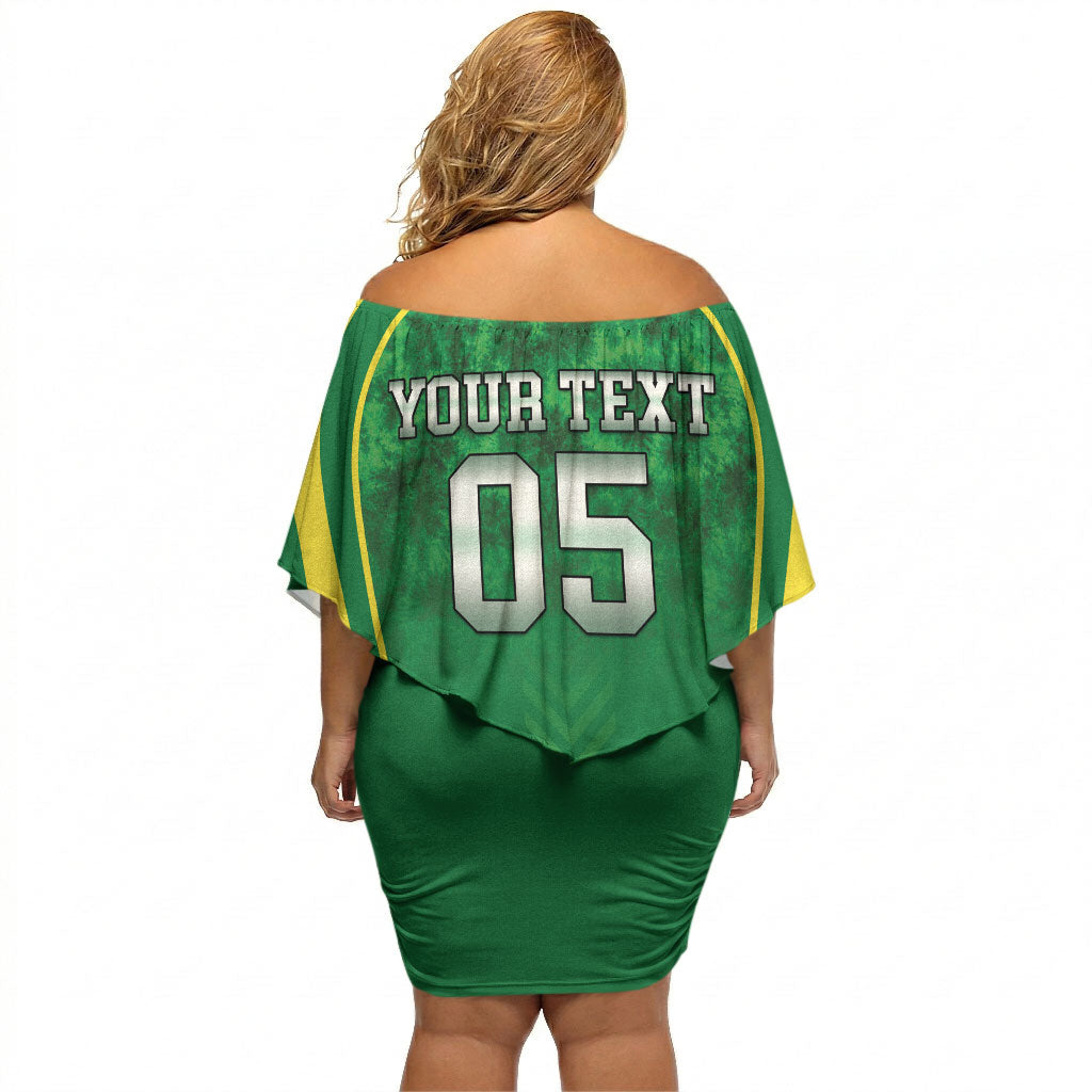 Custom Jamaica 2026 Cricket Off Shoulder Short Dress Go Champions