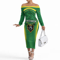 Custom Jamaica 2026 Cricket Off The Shoulder Long Sleeve Dress Go Champions