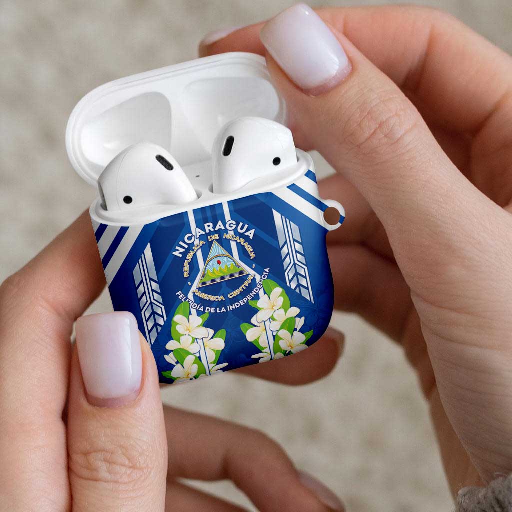 Nicaragua Independence Day 1821 AirPods Case Coat Of Arms With Plumeria - Wonder Print Shop