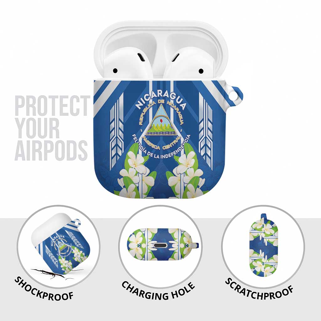 Nicaragua Independence Day 1821 AirPods Case Coat Of Arms With Plumeria - Wonder Print Shop