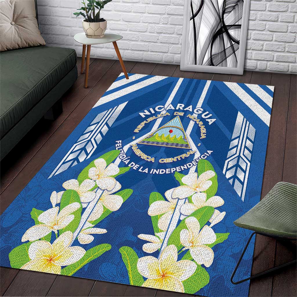 Nicaragua Independence Day 1821 Area Rug Coat Of Arms With Plumeria - Wonder Print Shop