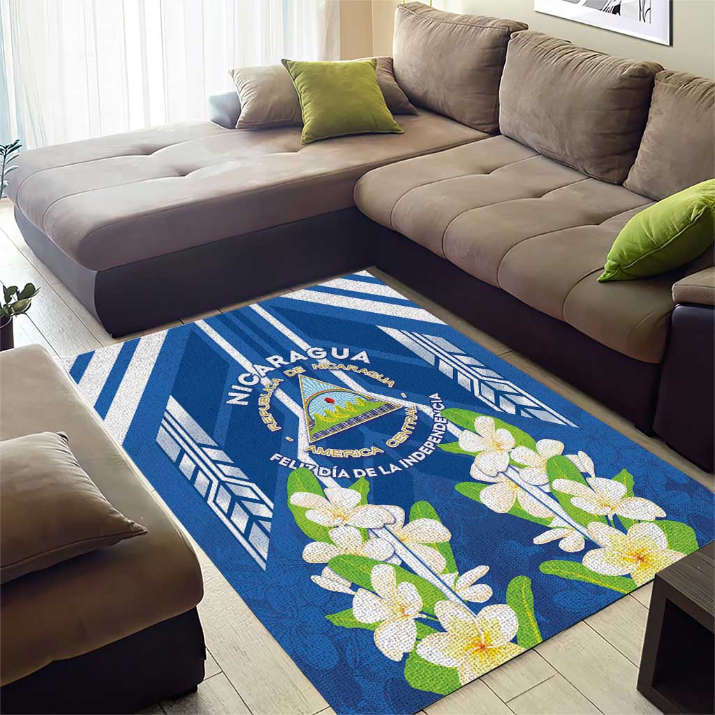 Nicaragua Independence Day 1821 Area Rug Coat Of Arms With Plumeria - Wonder Print Shop