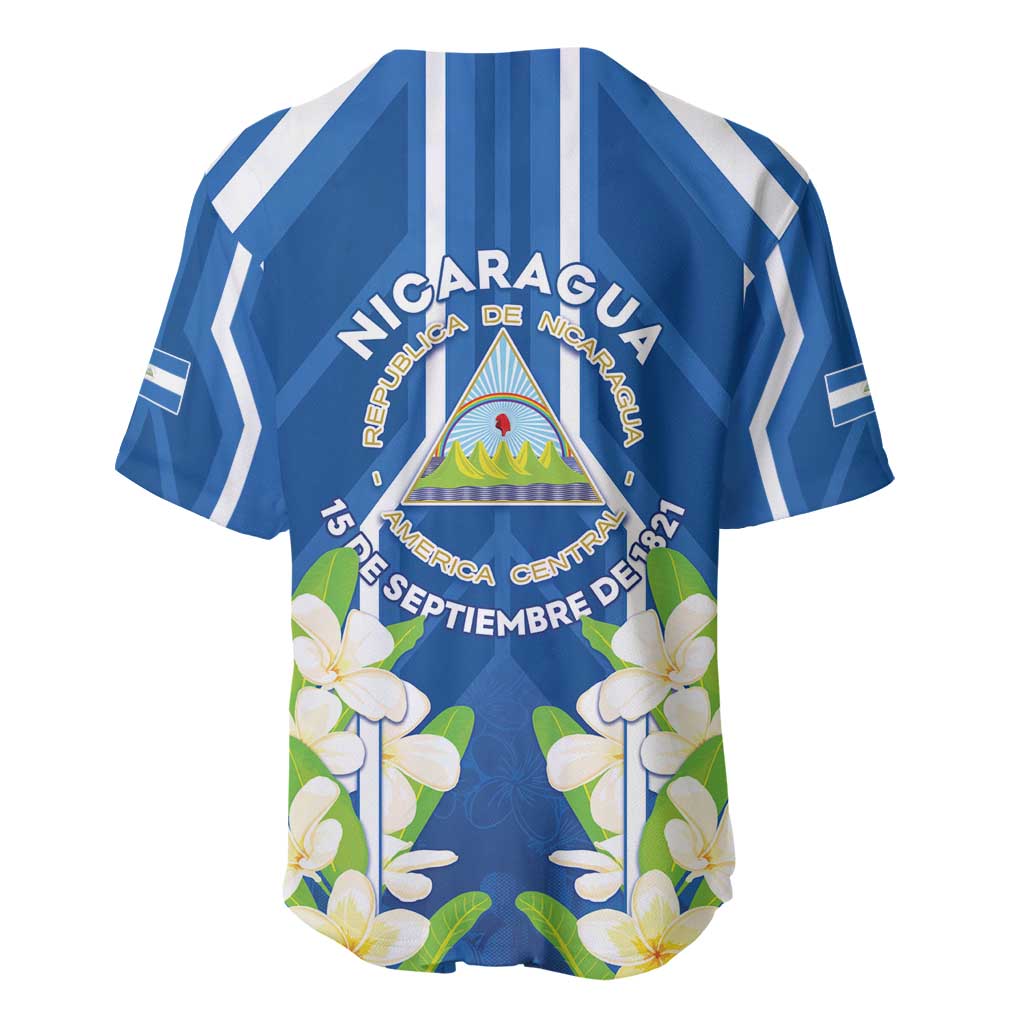 Nicaragua Independence Day 1821 Baseball Jersey Coat Of Arms With Plumeria - Wonder Print Shop