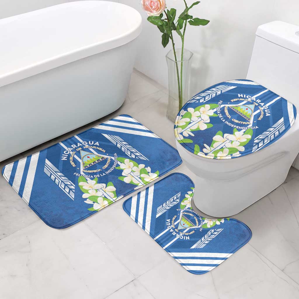 Nicaragua Independence Day 1821 Bathroom Set Coat Of Arms With Plumeria - Wonder Print Shop