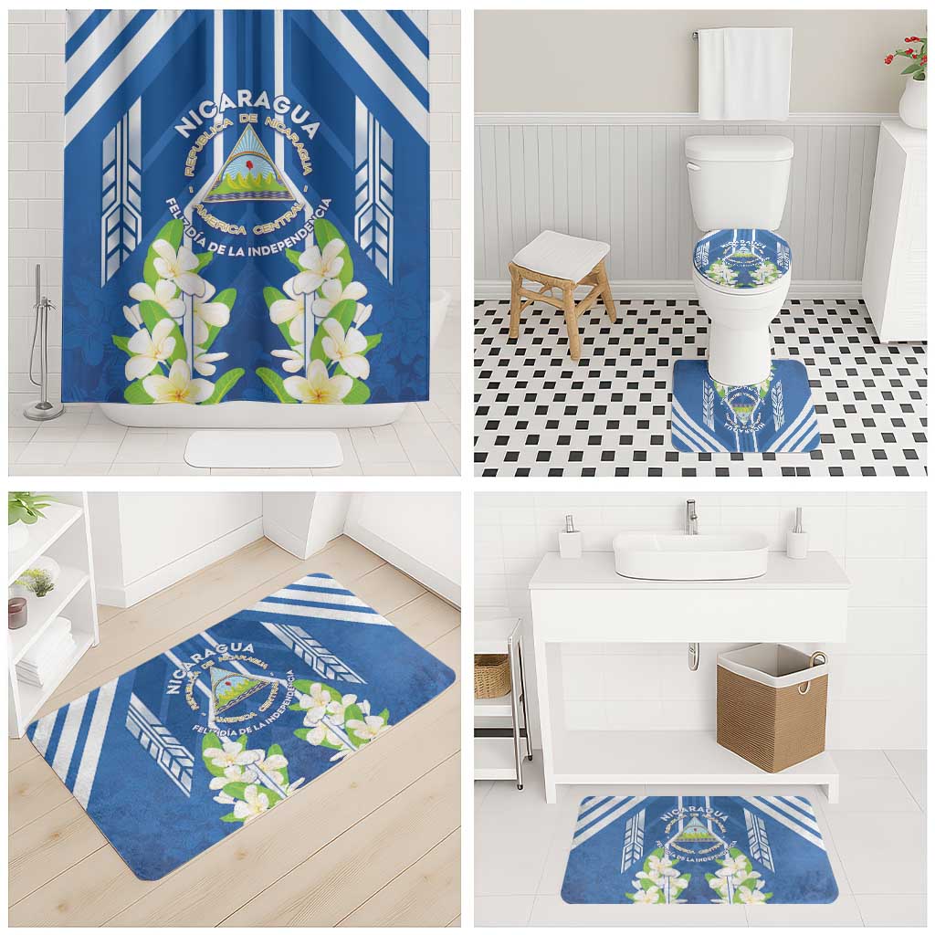 Nicaragua Independence Day 1821 Bathroom Set Coat Of Arms With Plumeria - Wonder Print Shop