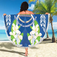 Nicaragua Independence Day 1821 Beach Blanket Coat Of Arms With Plumeria - Wonder Print Shop