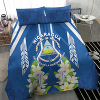 Nicaragua Independence Day 1821 Bedding Set Coat Of Arms With Plumeria - Wonder Print Shop