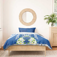 Nicaragua Independence Day 1821 Bedding Set Coat Of Arms With Plumeria - Wonder Print Shop