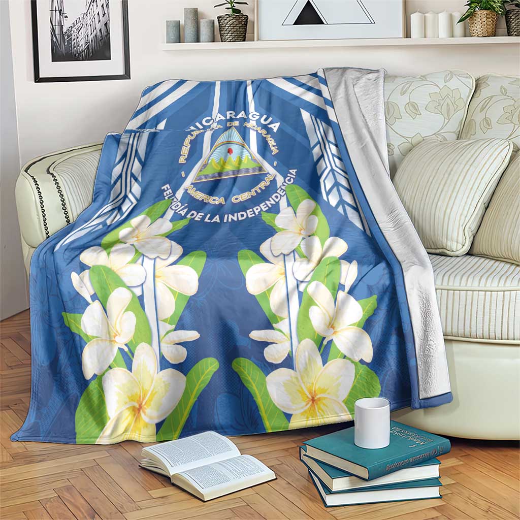 Nicaragua Independence Day 1821 Blanket Coat Of Arms With Plumeria - Wonder Print Shop
