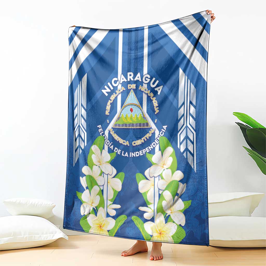 Nicaragua Independence Day 1821 Blanket Coat Of Arms With Plumeria - Wonder Print Shop