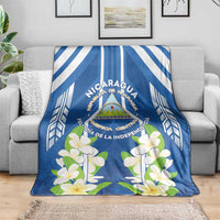 Nicaragua Independence Day 1821 Blanket Coat Of Arms With Plumeria - Wonder Print Shop
