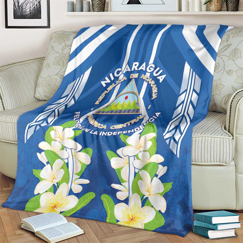 Nicaragua Independence Day 1821 Blanket Coat Of Arms With Plumeria - Wonder Print Shop