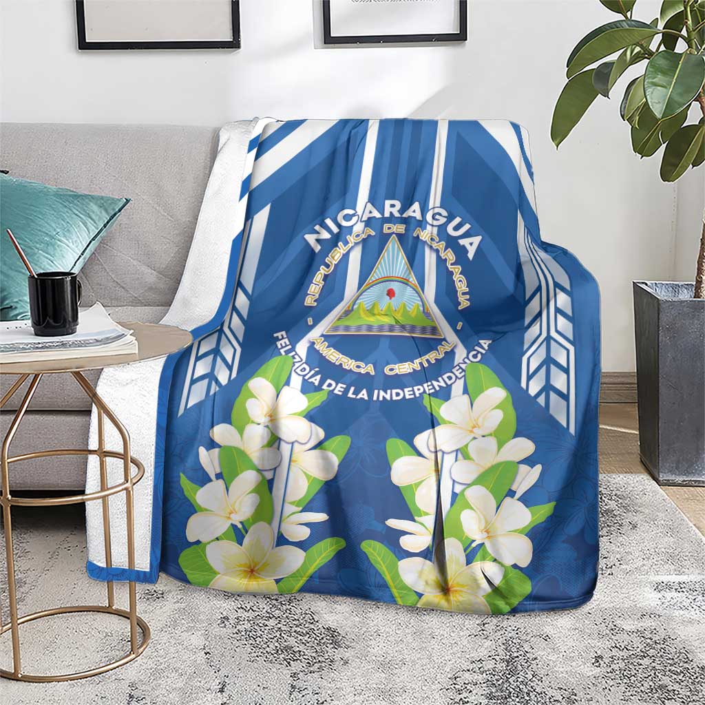 Nicaragua Independence Day 1821 Blanket Coat Of Arms With Plumeria - Wonder Print Shop