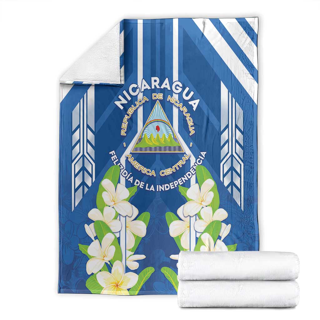 Nicaragua Independence Day 1821 Blanket Coat Of Arms With Plumeria - Wonder Print Shop