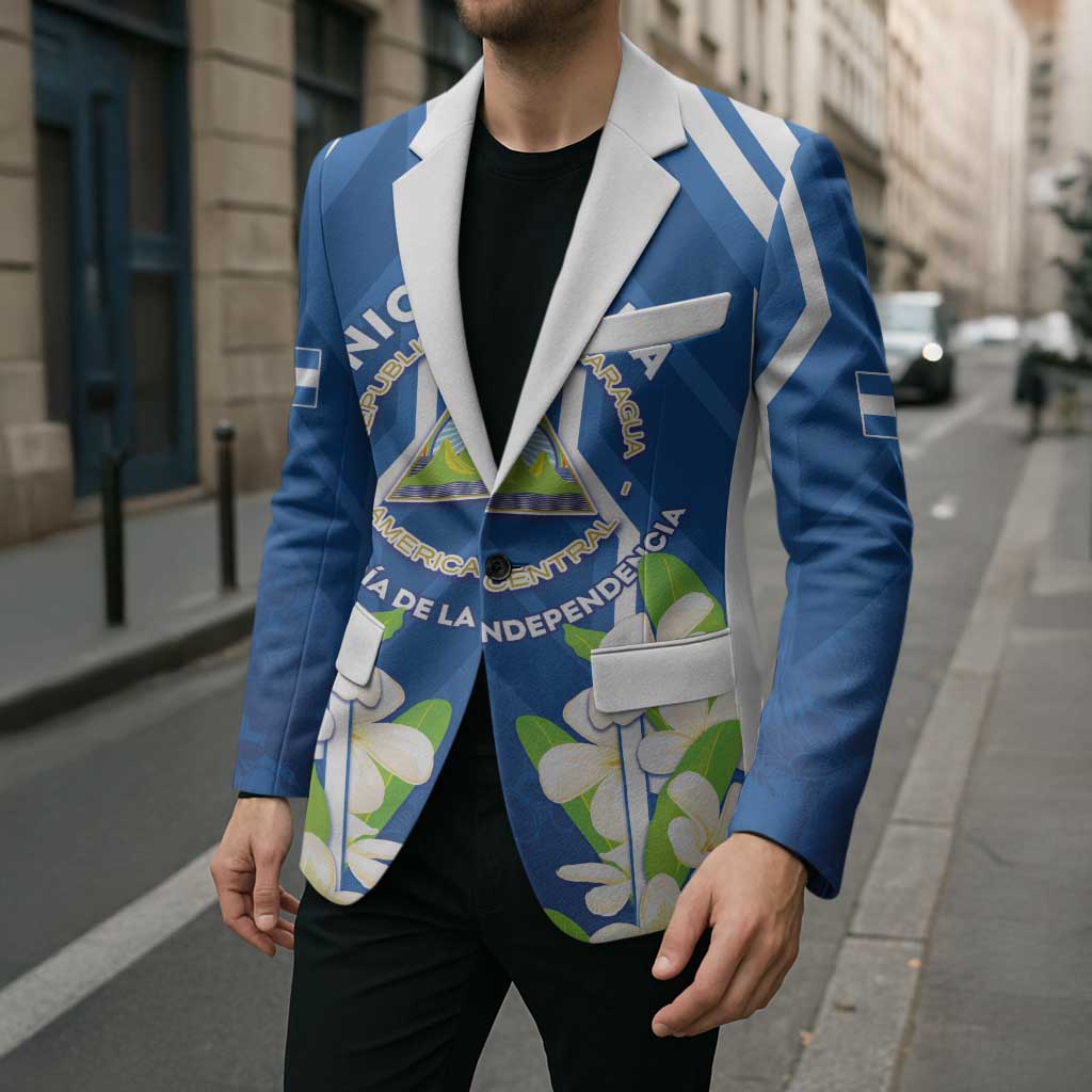 Nicaragua Independence Day 1821 Blazer Coat Of Arms With Plumeria - Wonder Print Shop