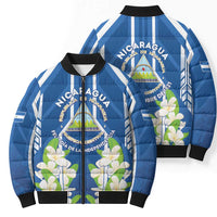 Nicaragua Independence Day 1821 Bomber Puffer Jacket Coat Of Arms With Plumeria - Wonder Print Shop