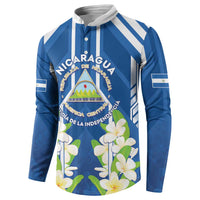Nicaragua Independence Day 1821 Button Sweatshirt Coat Of Arms With Plumeria - Wonder Print Shop