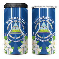 Nicaragua Independence Day 1821 4 in 1 Can Cooler Tumbler Coat Of Arms With Plumeria - Wonder Print Shop