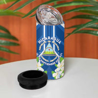 Nicaragua Independence Day 1821 4 in 1 Can Cooler Tumbler Coat Of Arms With Plumeria - Wonder Print Shop