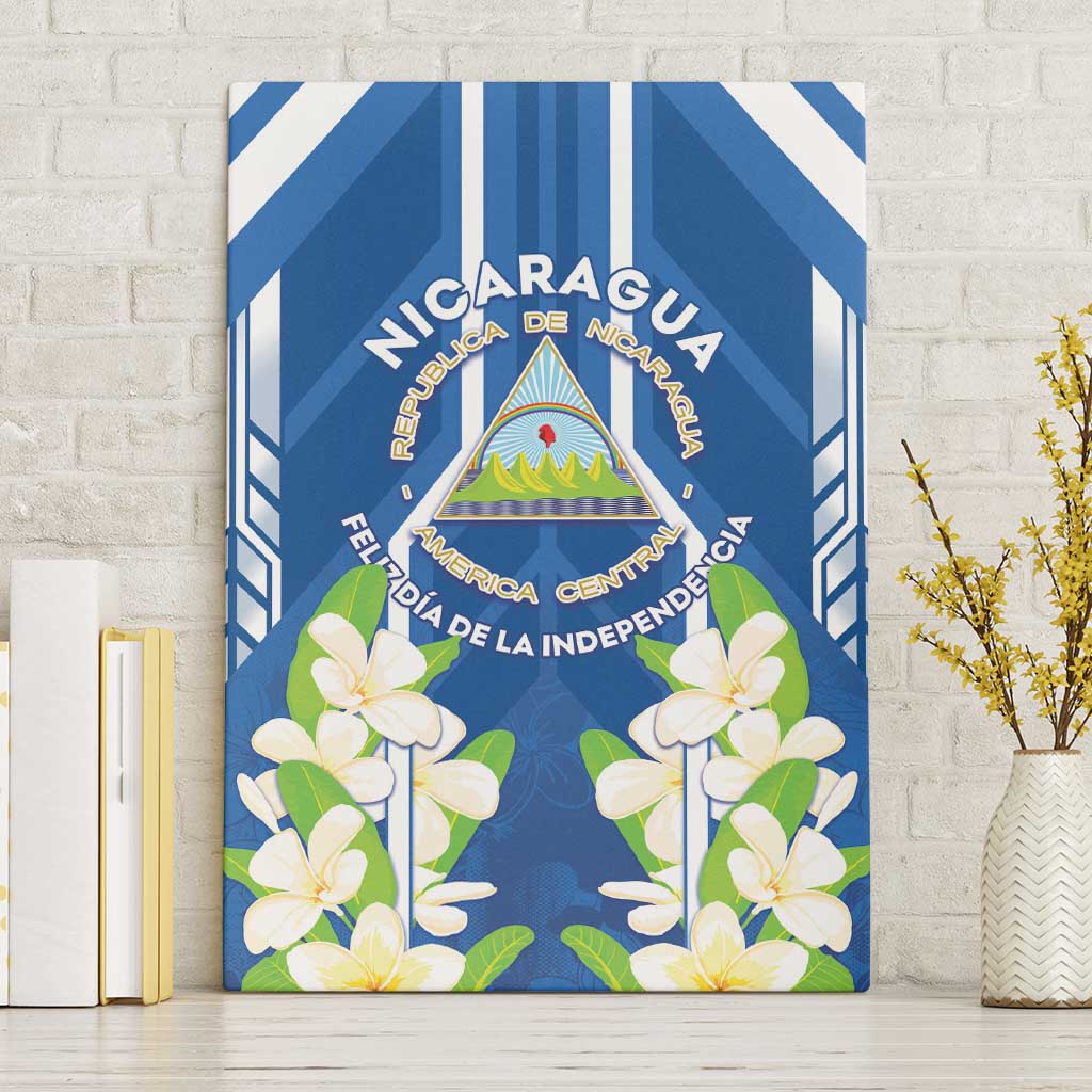 Nicaragua Independence Day 1821 Canvas Wall Art Coat Of Arms With Plumeria - Wonder Print Shop