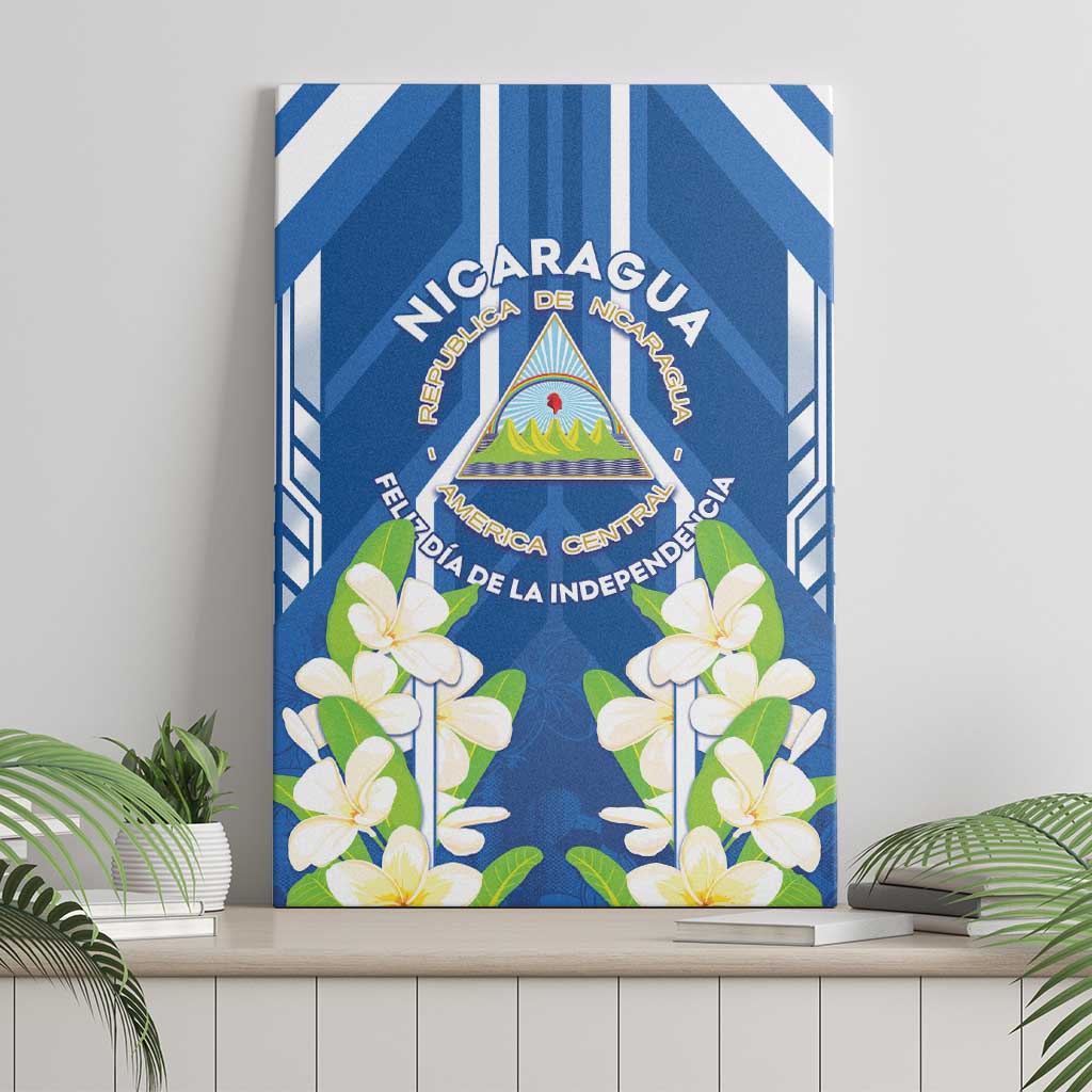 Nicaragua Independence Day 1821 Canvas Wall Art Coat Of Arms With Plumeria - Wonder Print Shop
