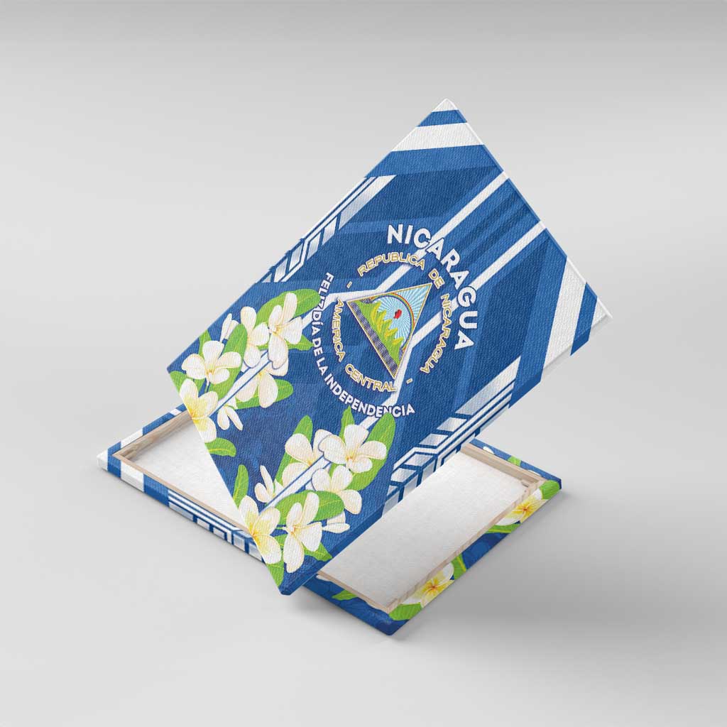 Nicaragua Independence Day 1821 Canvas Wall Art Coat Of Arms With Plumeria - Wonder Print Shop