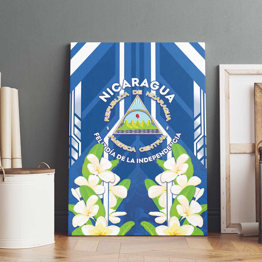 Nicaragua Independence Day 1821 Canvas Wall Art Coat Of Arms With Plumeria - Wonder Print Shop