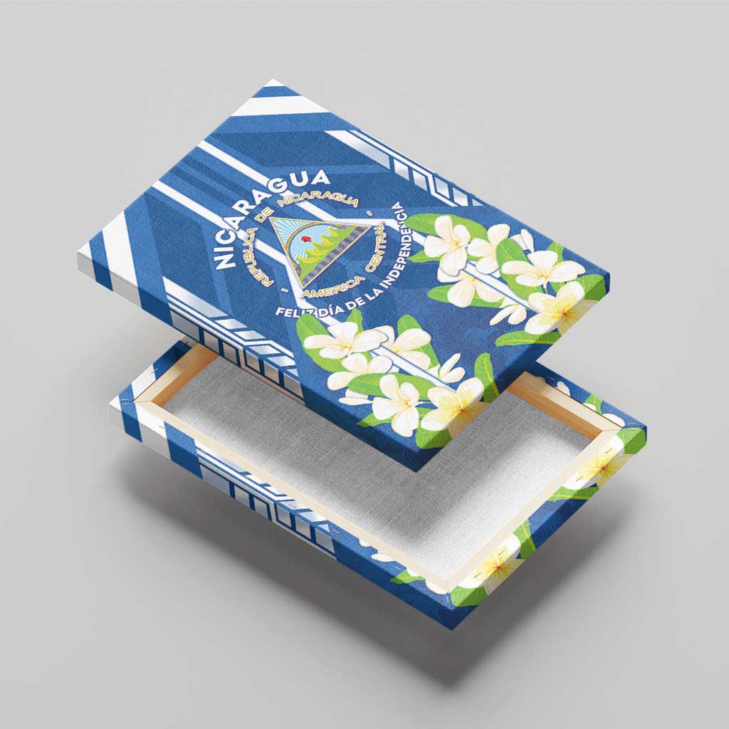 Nicaragua Independence Day 1821 Canvas Wall Art Coat Of Arms With Plumeria - Wonder Print Shop