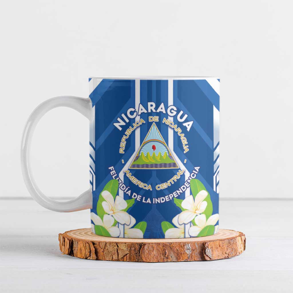 Nicaragua Independence Day 1821 Ceramic Mug Coat Of Arms With Plumeria - Wonder Print Shop