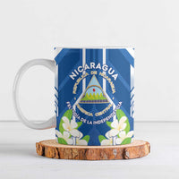 Nicaragua Independence Day 1821 Ceramic Mug Coat Of Arms With Plumeria - Wonder Print Shop