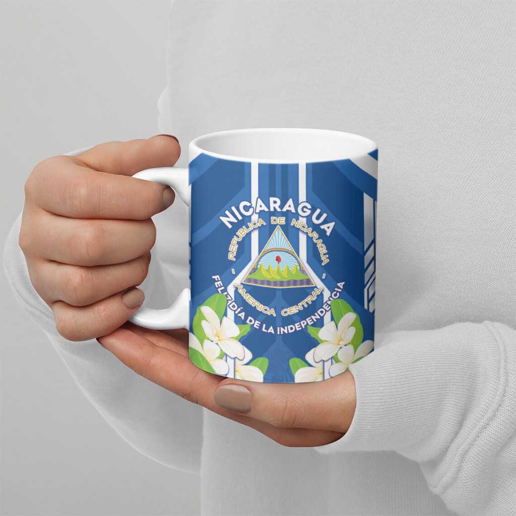 Nicaragua Independence Day 1821 Ceramic Mug Coat Of Arms With Plumeria - Wonder Print Shop