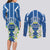 Nicaragua Independence Day 1821 Couples Matching Long Sleeve Bodycon Dress and Long Sleeve Button Shirt Coat Of Arms With Plumeria - Wonder Print Shop